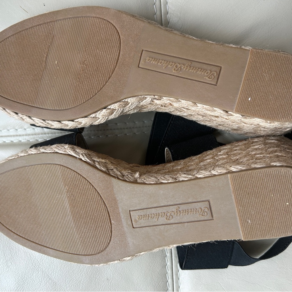 Tommy Bahama Black Elastic Espadrille Wedge Sandals - Picture 4 of 6